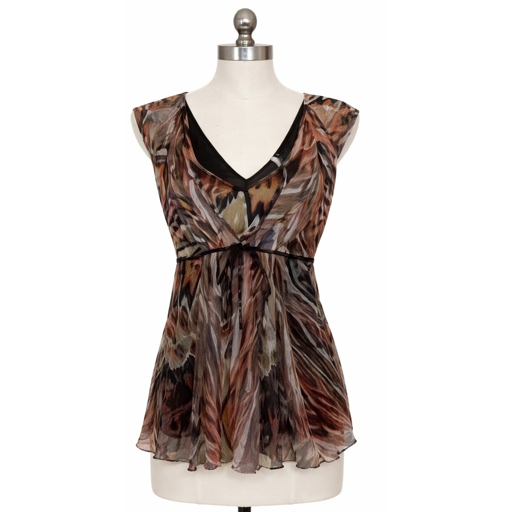 Vintage Y2K Just Living Babydoll Top Womens Size 2 Tie Dye Mesh Gothic Grunge